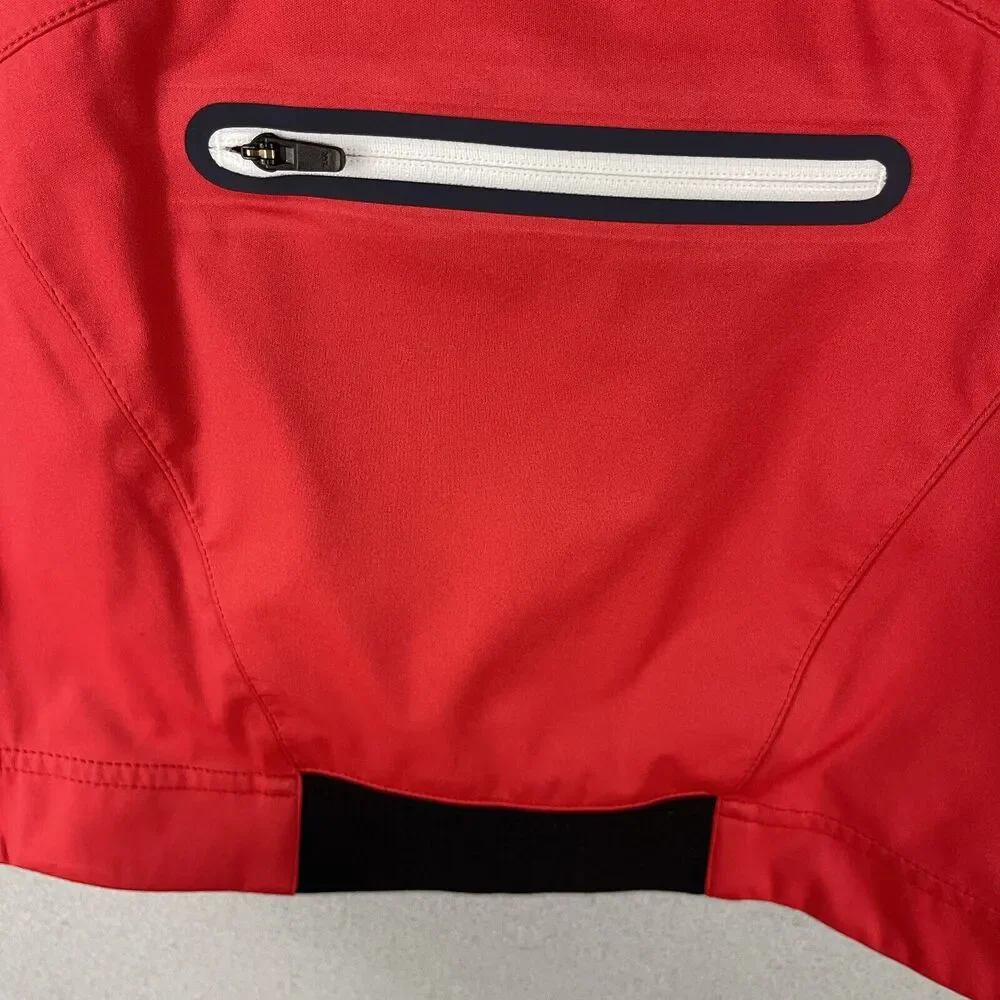 FootJoy FJ Hydroknit Mens Jacket Large Red Blue Long Sleeve 1/4 Zip Golf Logo‎